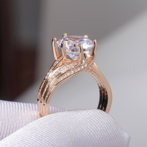 NEW Gold Round Solitaire Diamond Engagement Ring s925 stamped - Picture 8 of 10